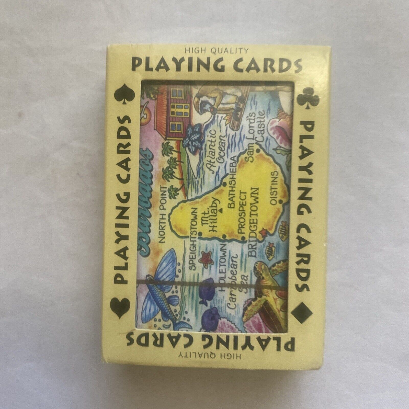Barbados Souvenir Playing Cards Graphic Map Clear Case Travel Memorabilia