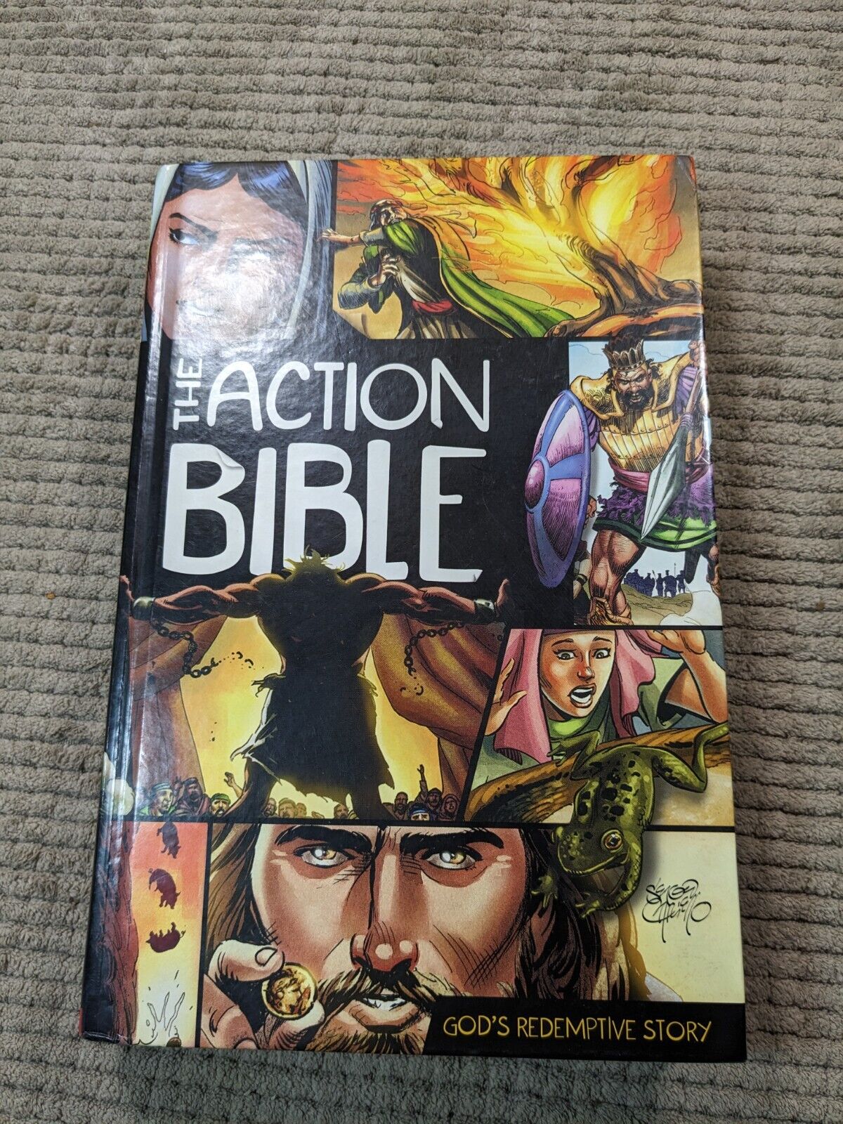 The Action Bible Gods Redemption Story by Doug Mauss (2010, Hardcover).  VGUC