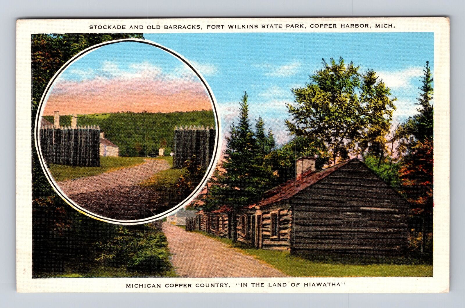 Copper Harbor MI-Michigan, Fort Wilkins State Park, Antique Vintage Postcard