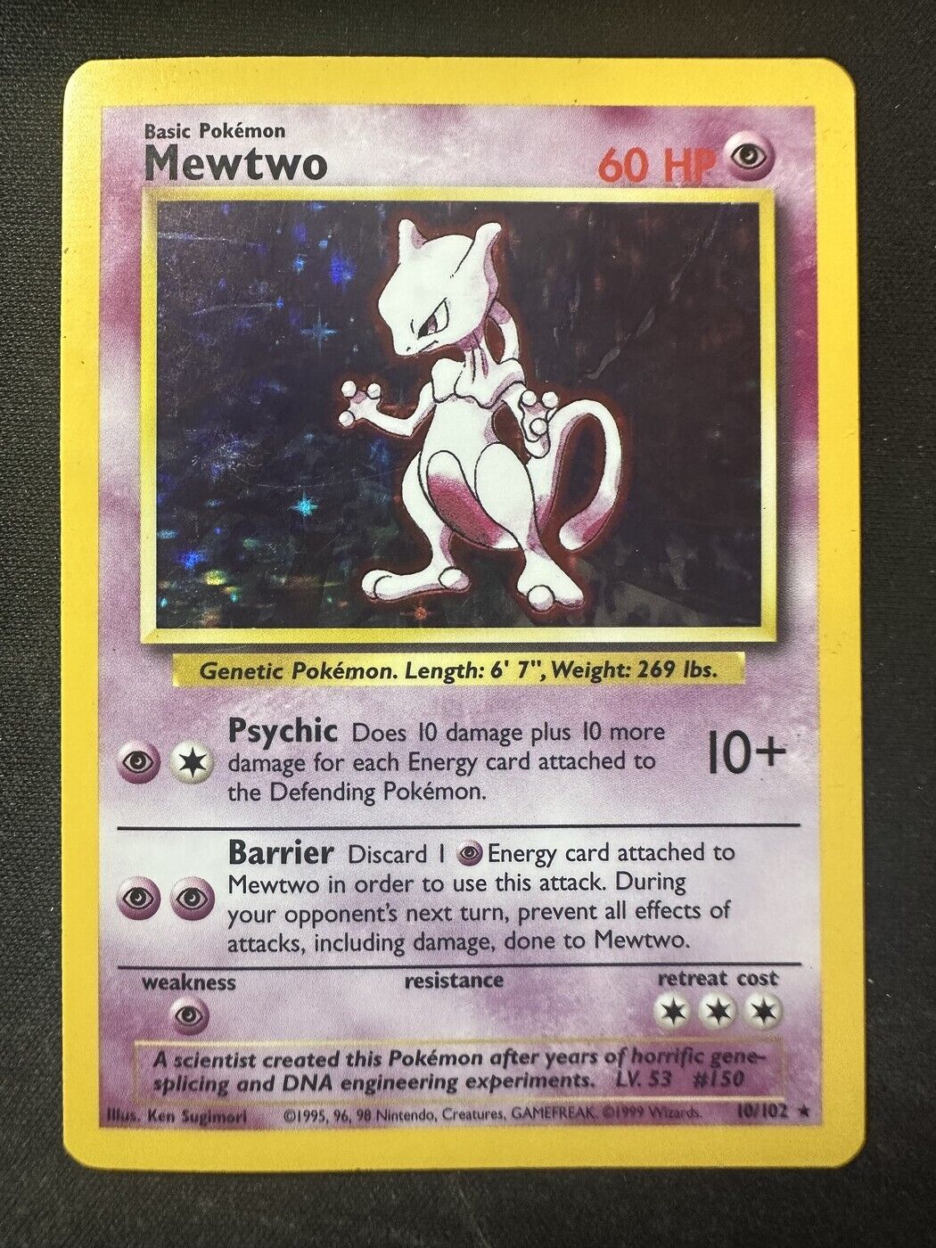 Pokemon TCG 10/102 Mewtwo Base Set Holo Rare MP
