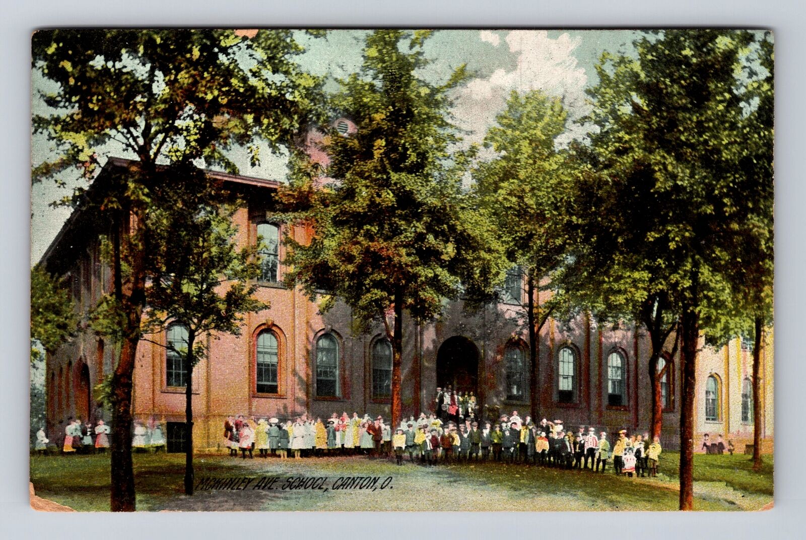 Canton OH-Ohio, Panoramic McKinley Avenue Public School Antique Vintage Postcard