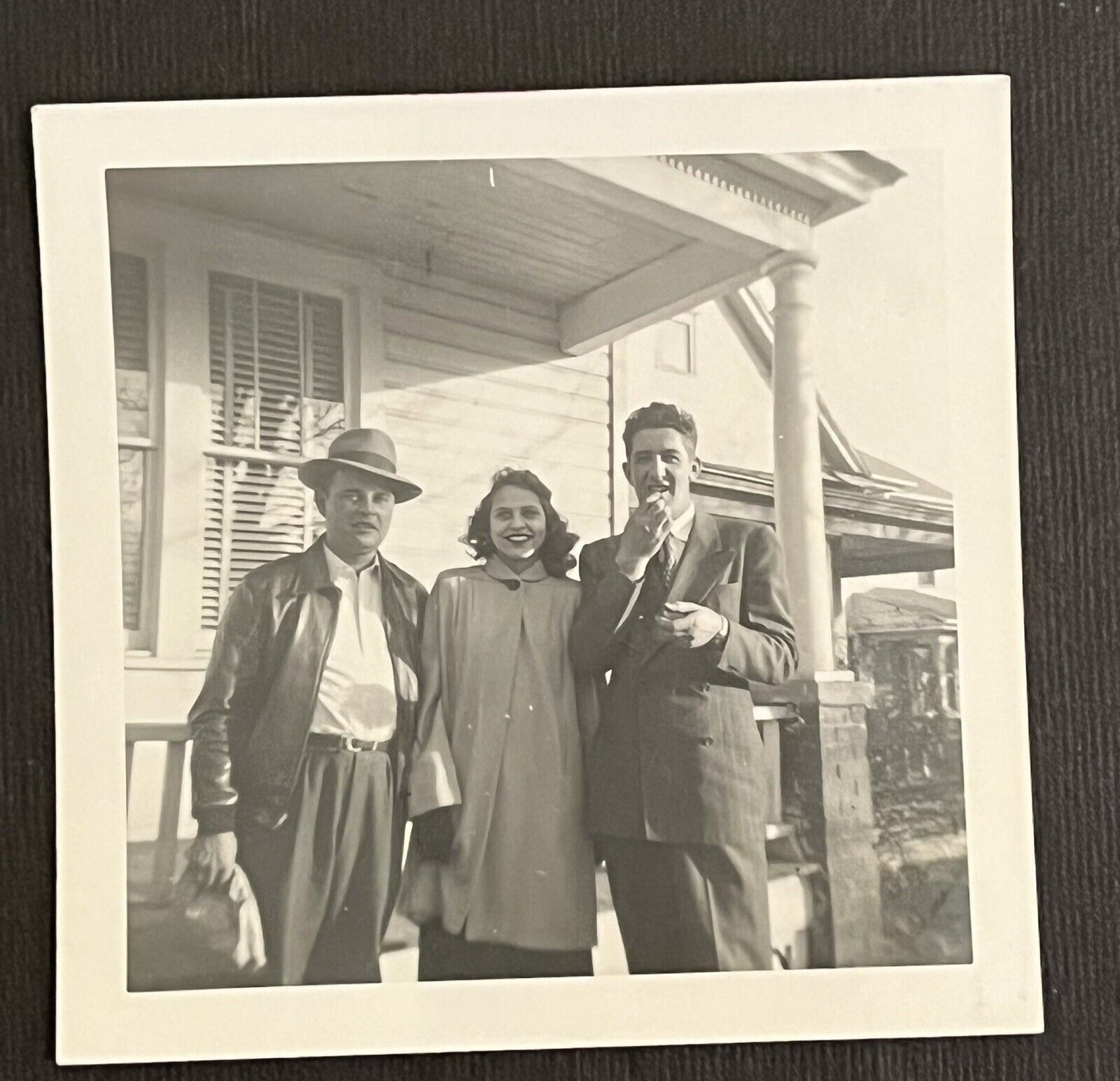 FOUND VINTAGE PHOTO PICTURE People Posing In Front Of A House
