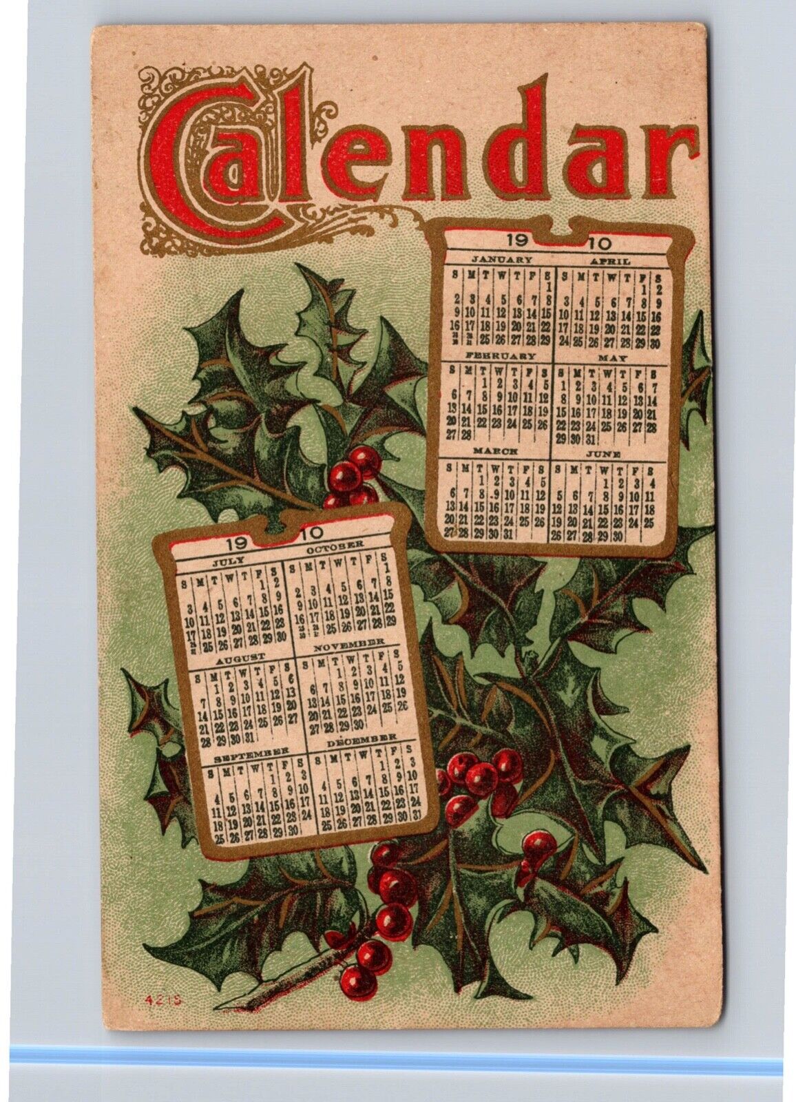 1910 Calender Postcard PC401