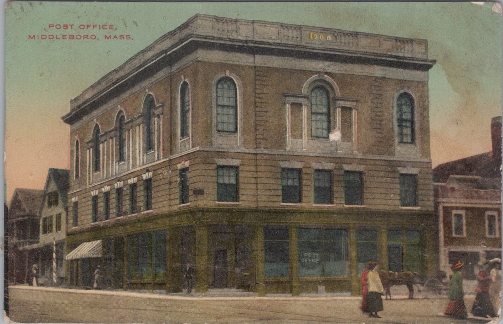 Post Office, Middleboro Massachusetts North Wilmington 1911 Postcard