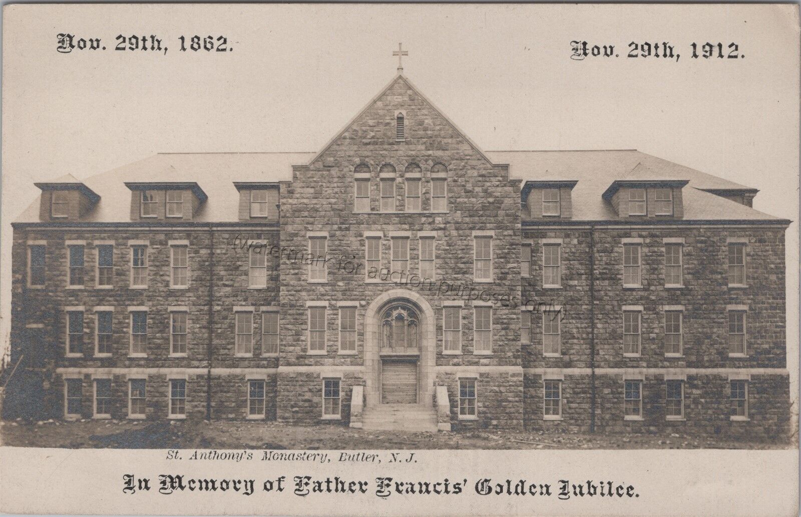 Butler, NJ: St. Anthony\'s Monastery 1912 RPPC Morris County, New Jersey Postcard
