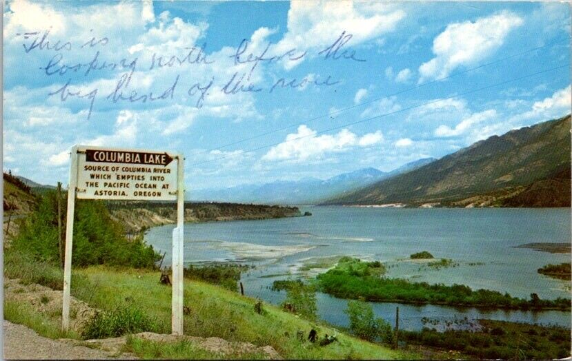 Postcard Columbia Lake Source Columbia River Canal Flats British Columbia   W739