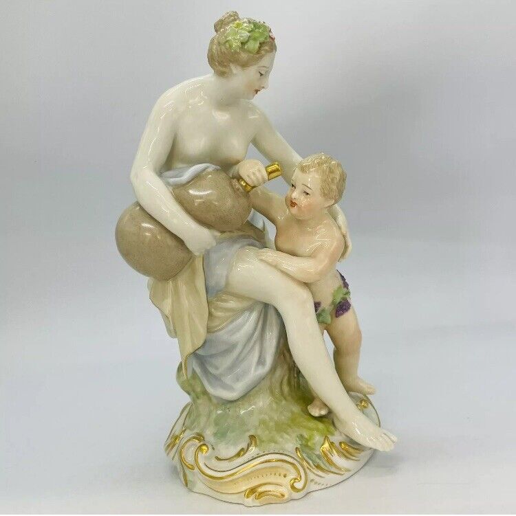 Rare KPM Porcelain Figurine Goddess of Wine With Cherub, Stunning Figurine