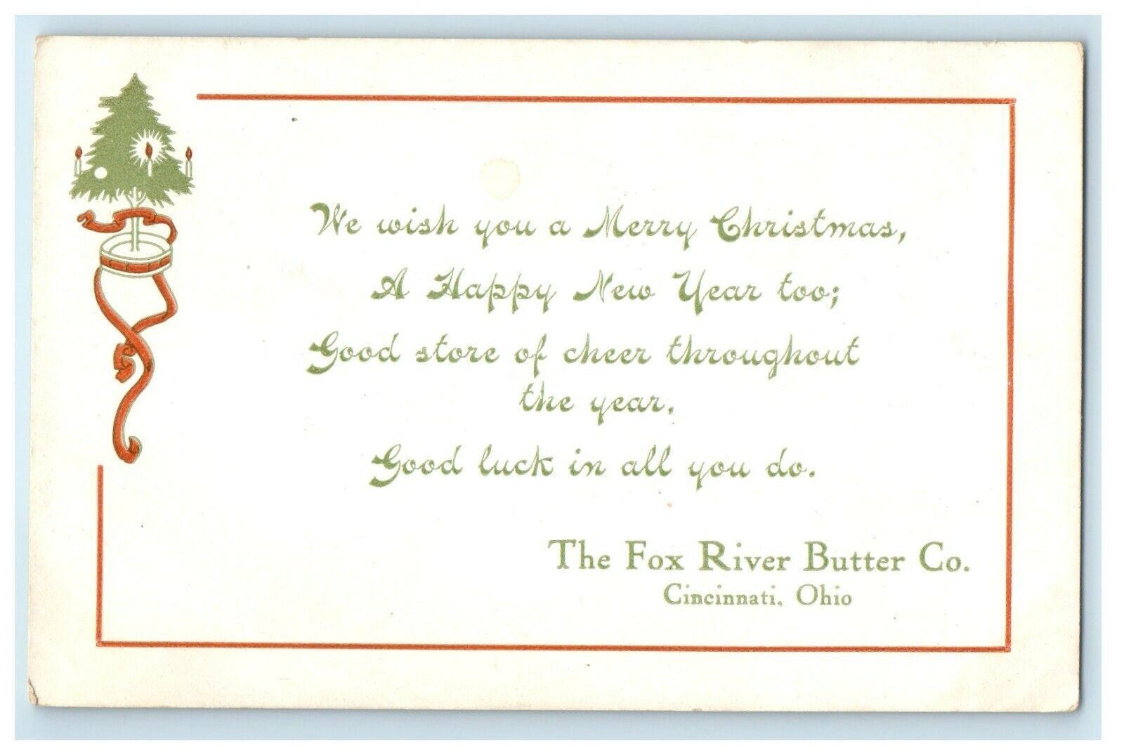 1905 Christmas Advertising The Fox River Butter Co. Cincinnati Ohio OH Postcard