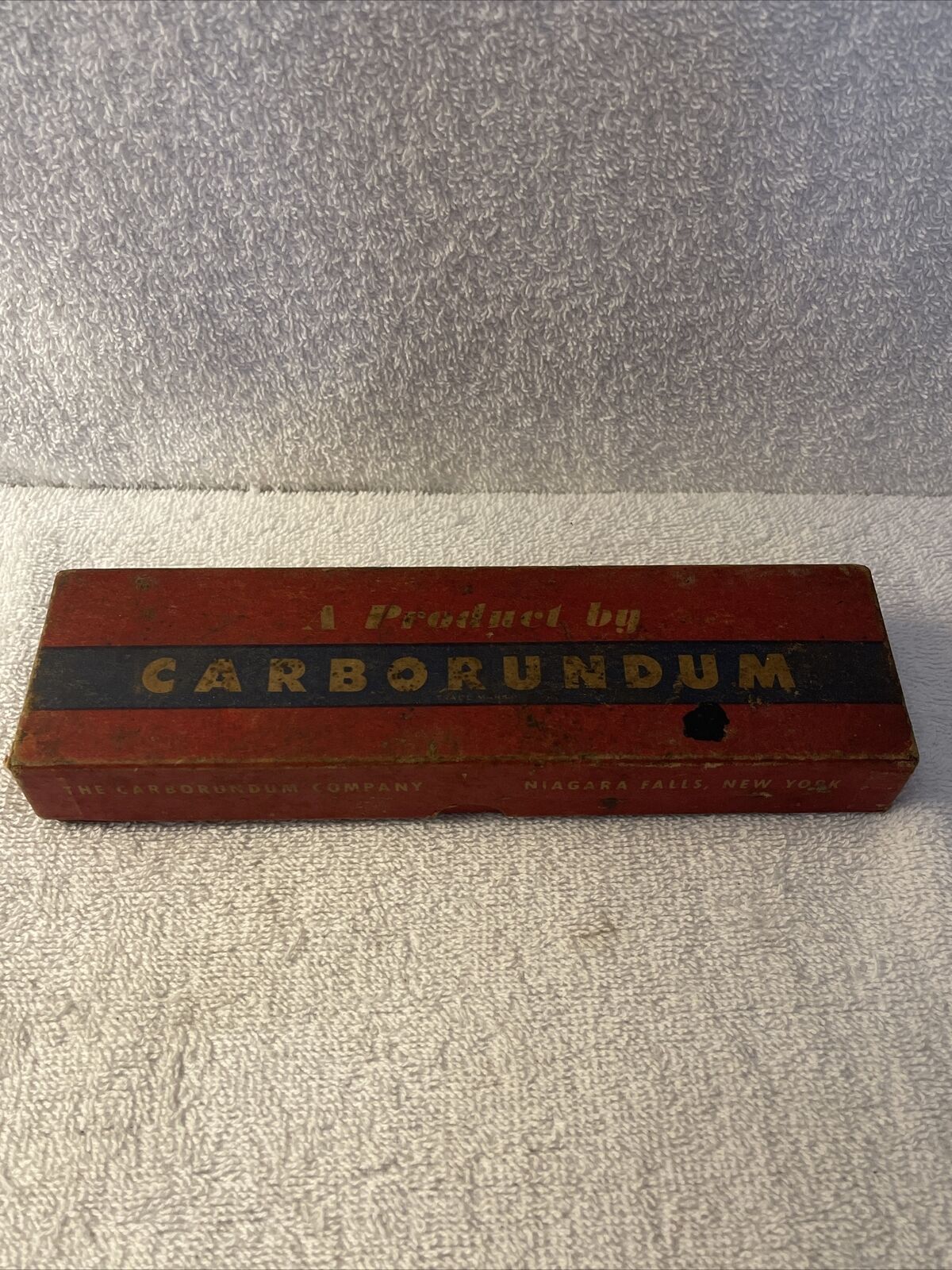 Vintage Carborundum Combination Sharpening Stone #108 8x2x1 in Original Box