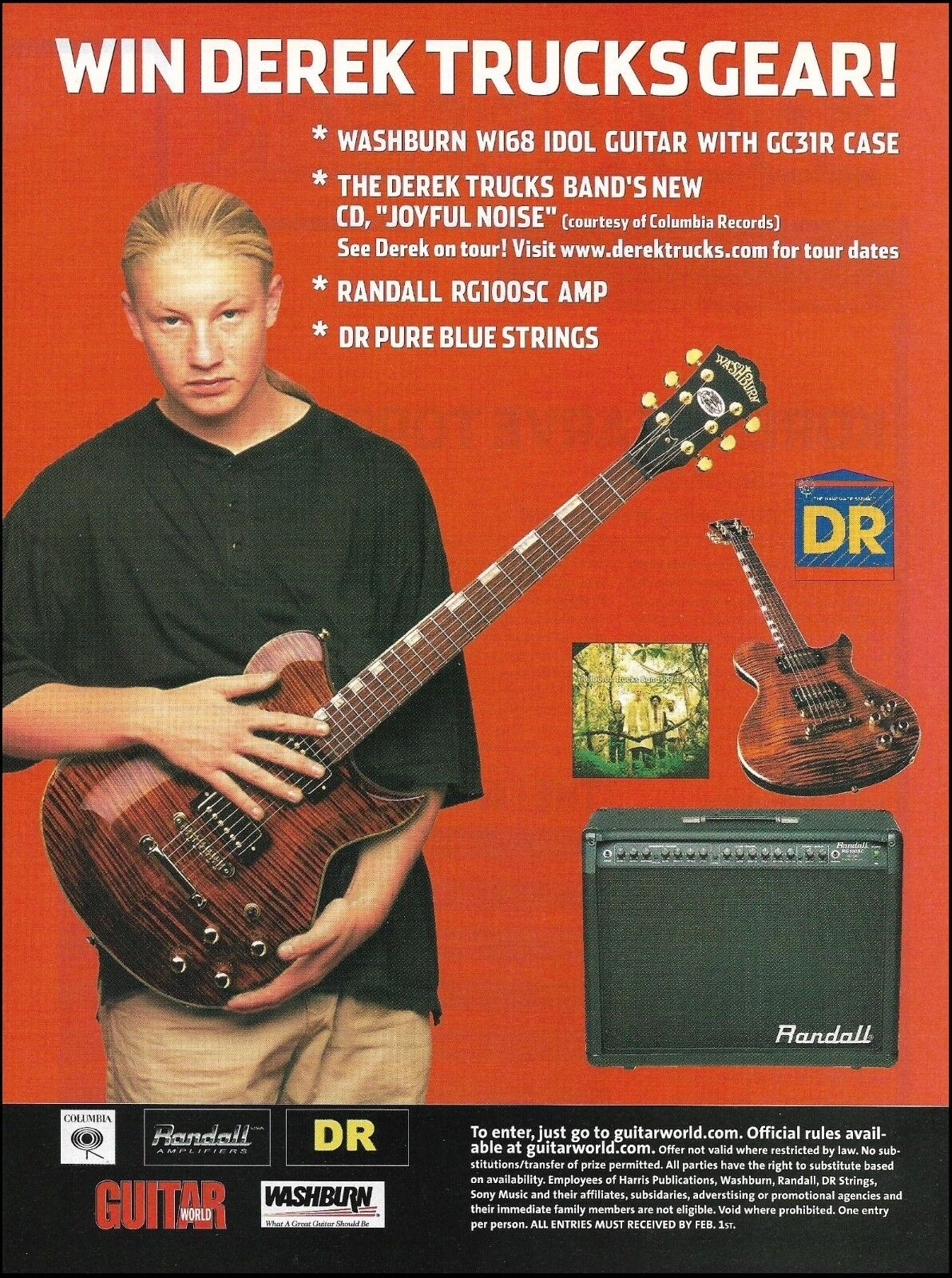 Allman Brothers Derek Trucks Band Washburn WI68 Idol guitar 2003 contest ad