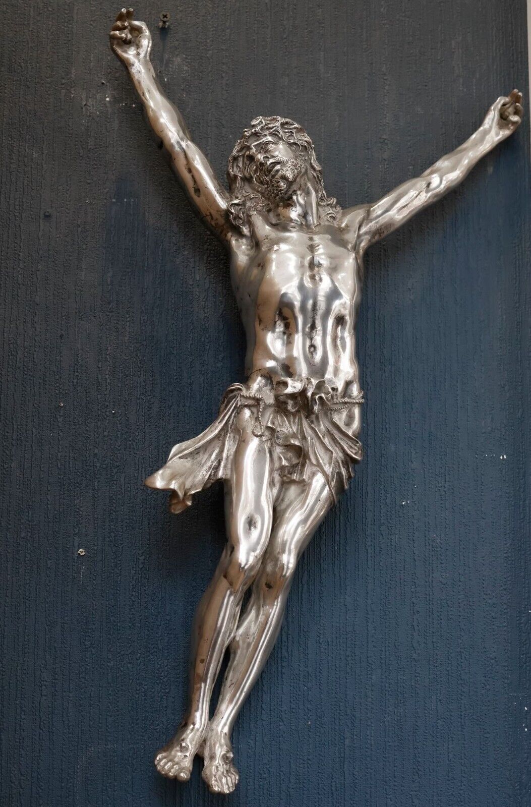 X Large Vintage Christ, Cross, Jesus,24 Inch Metal Crucifix \