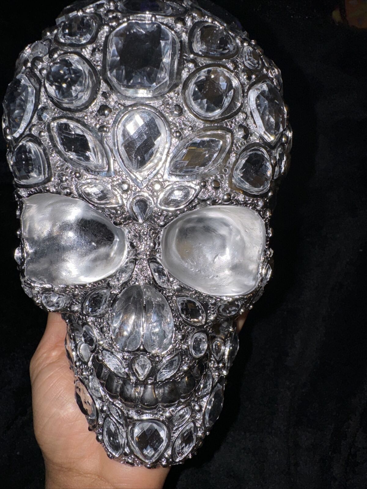 Handmade Jewel Crystal Silver Skull