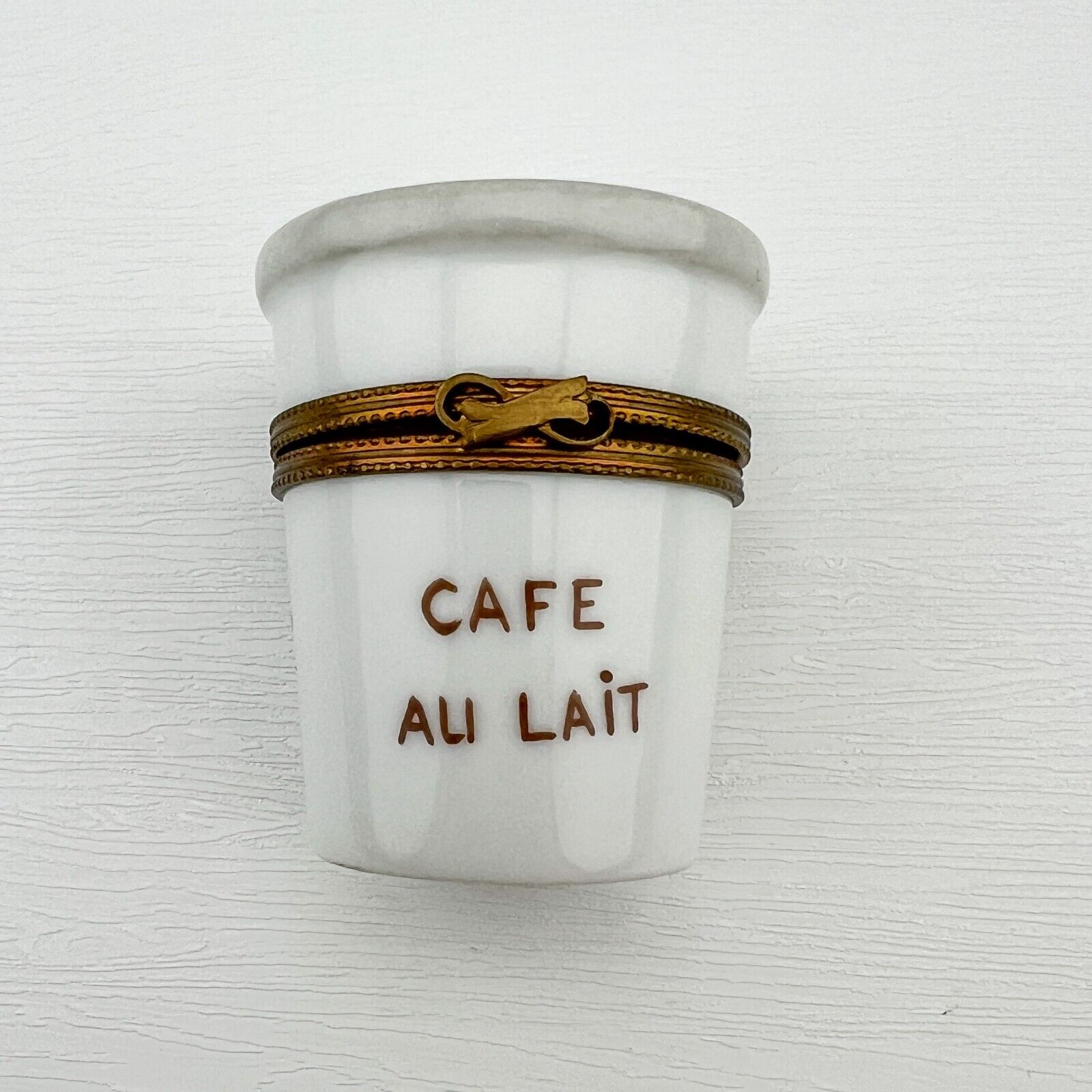 Limoges • Cafe Au Lait Latte Capuccino • Trinket Box • Peint Main • signed MJ