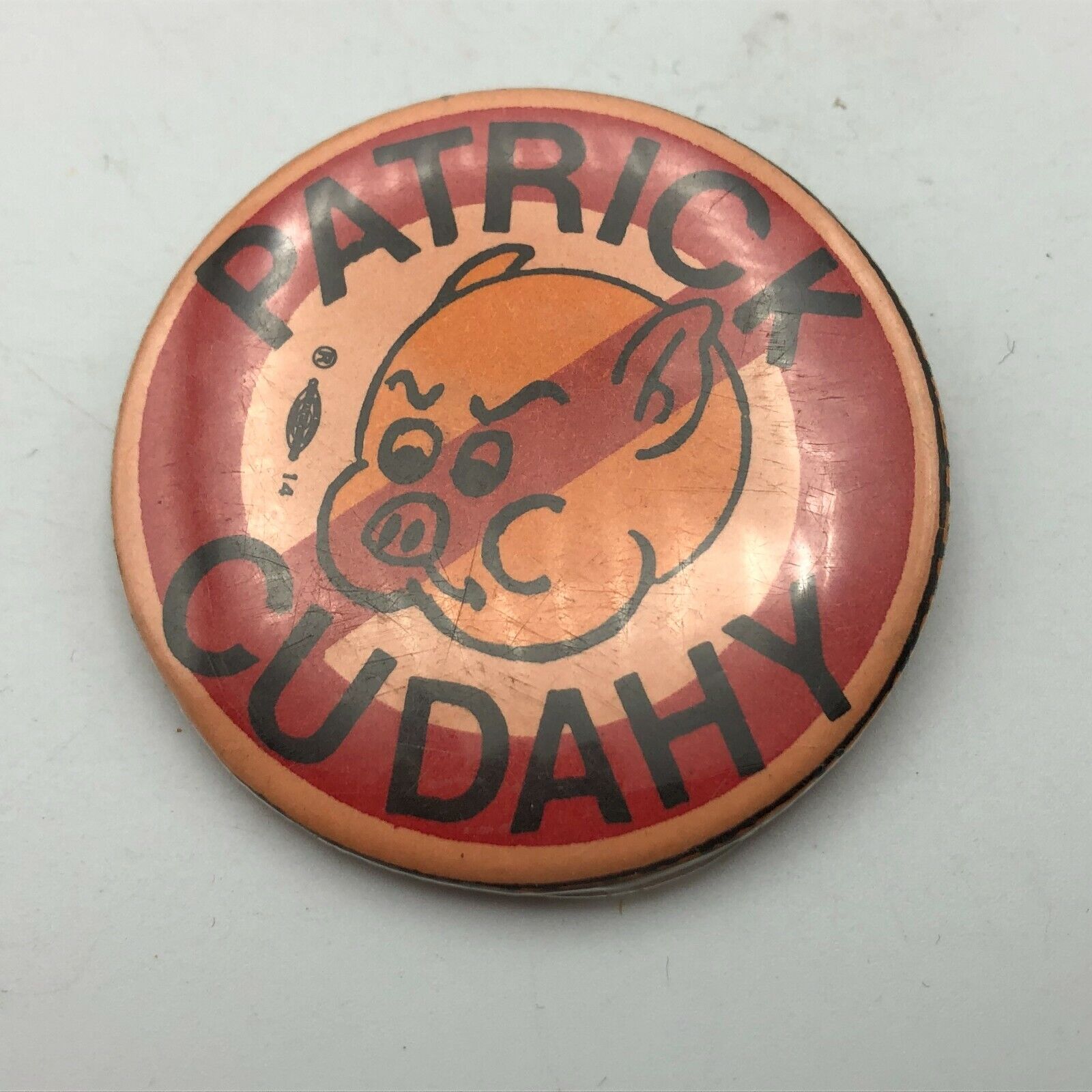 Boycott Patrick Cudahy Pinback Button WI Cartoon Pig Head Strike Vintage Pin