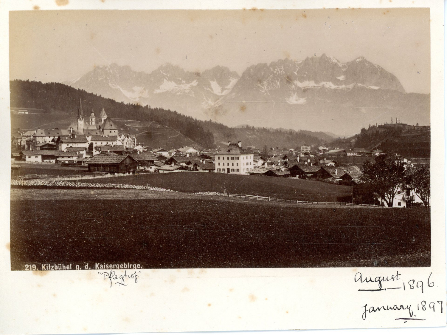 Austria, Kitzbühel g.d. Kaisergebirge, 1896,1897 vintage albumen print, tire