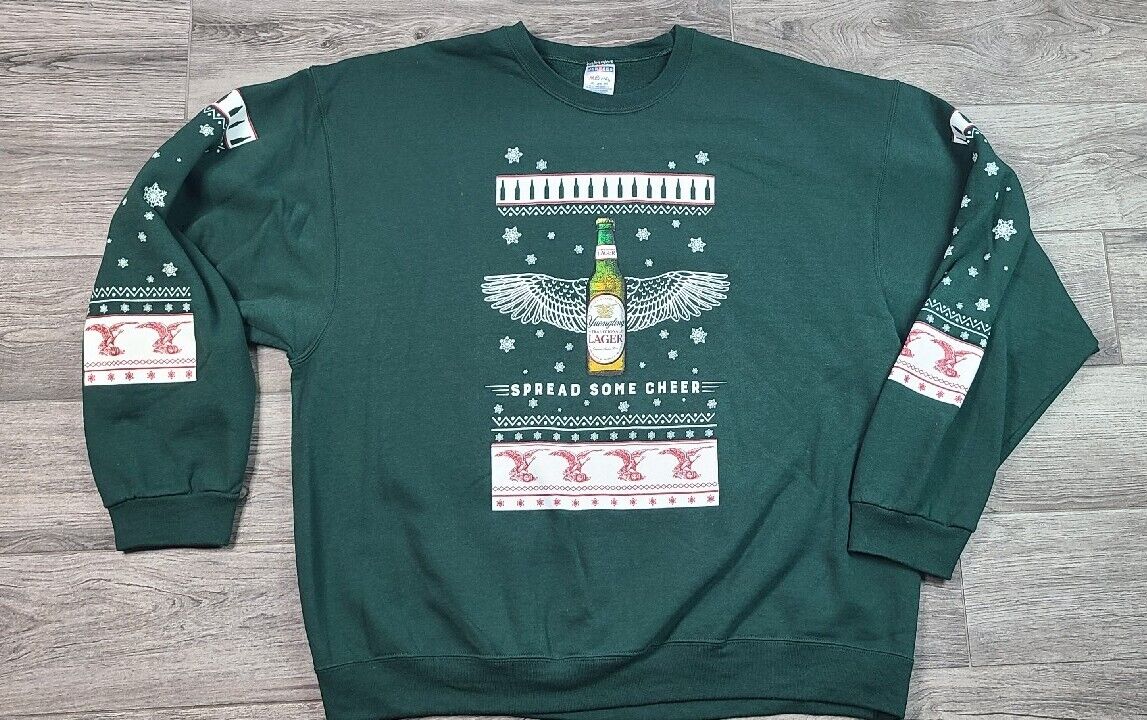 Yuengling Spread Some Cheer Ugly Christmas Sweatshirt Green Beer Unisex Large