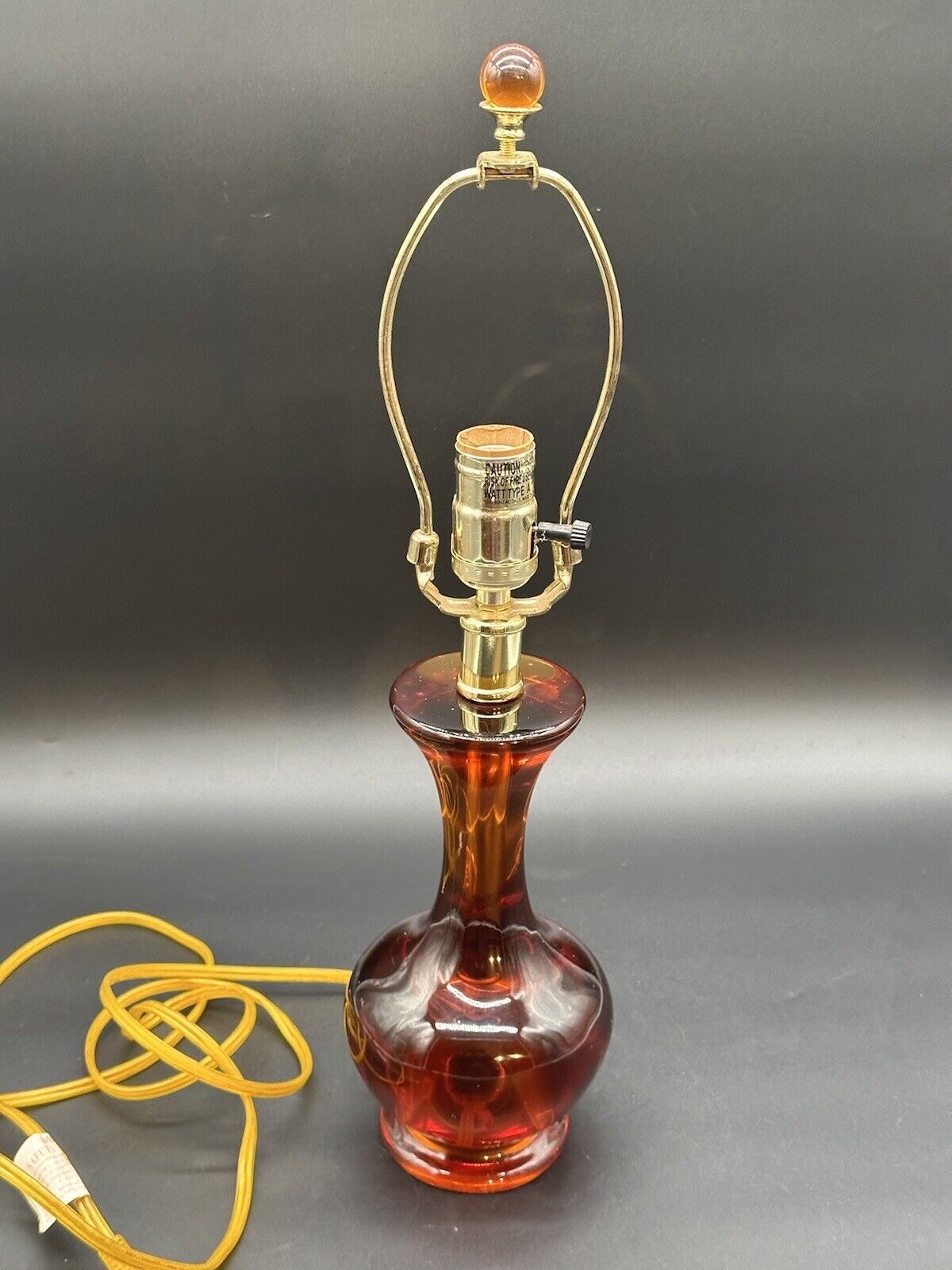 Vintage Amberina Lucite Lamp GLOWS Under UV Light NO SHADE