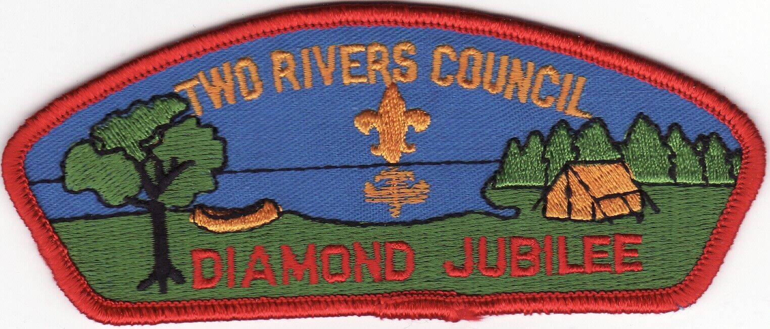 Two Rivers Council - 1985 Diamond Jubilee DJ CSP - RED border, dull GRN