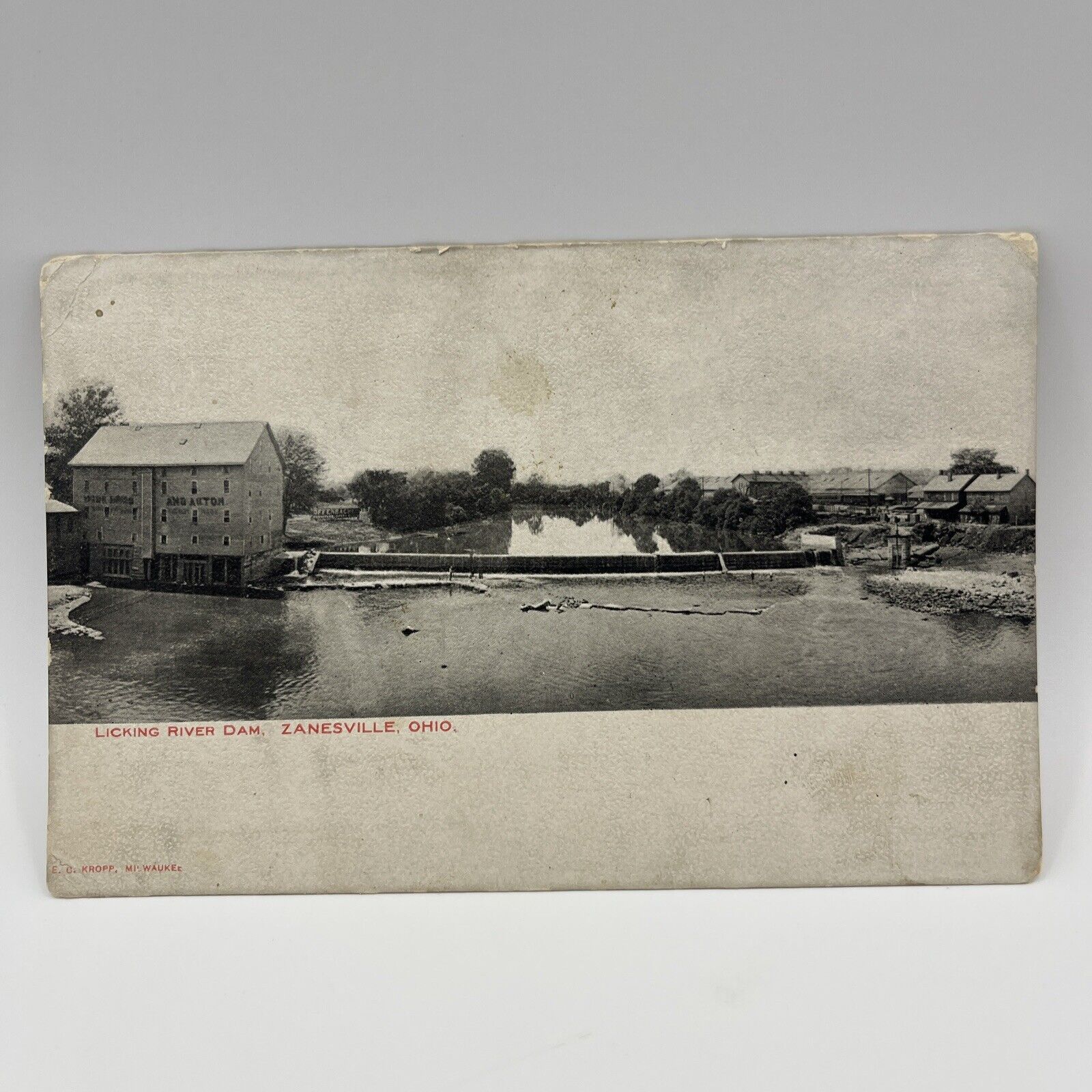 Licking River Dam, Zanesville, Ohio Postcard