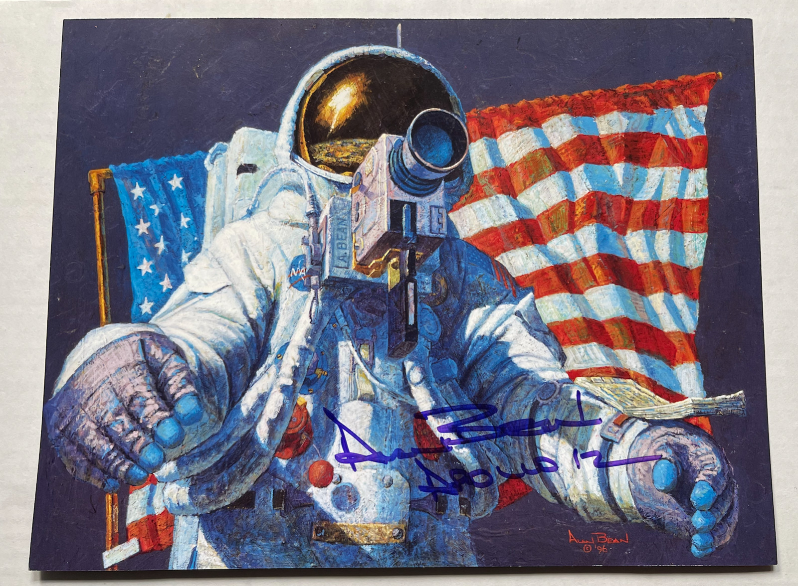 Apollo 12 Alan Bean signed 8 by 12 litho Photo Nasa