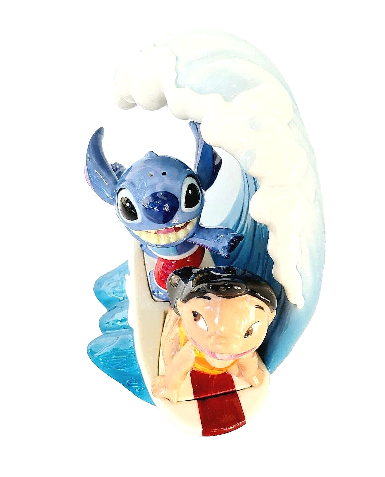 New 2005 Disney Auctions Lilo and Stitch Surfing Salt Pepper Set LE 350