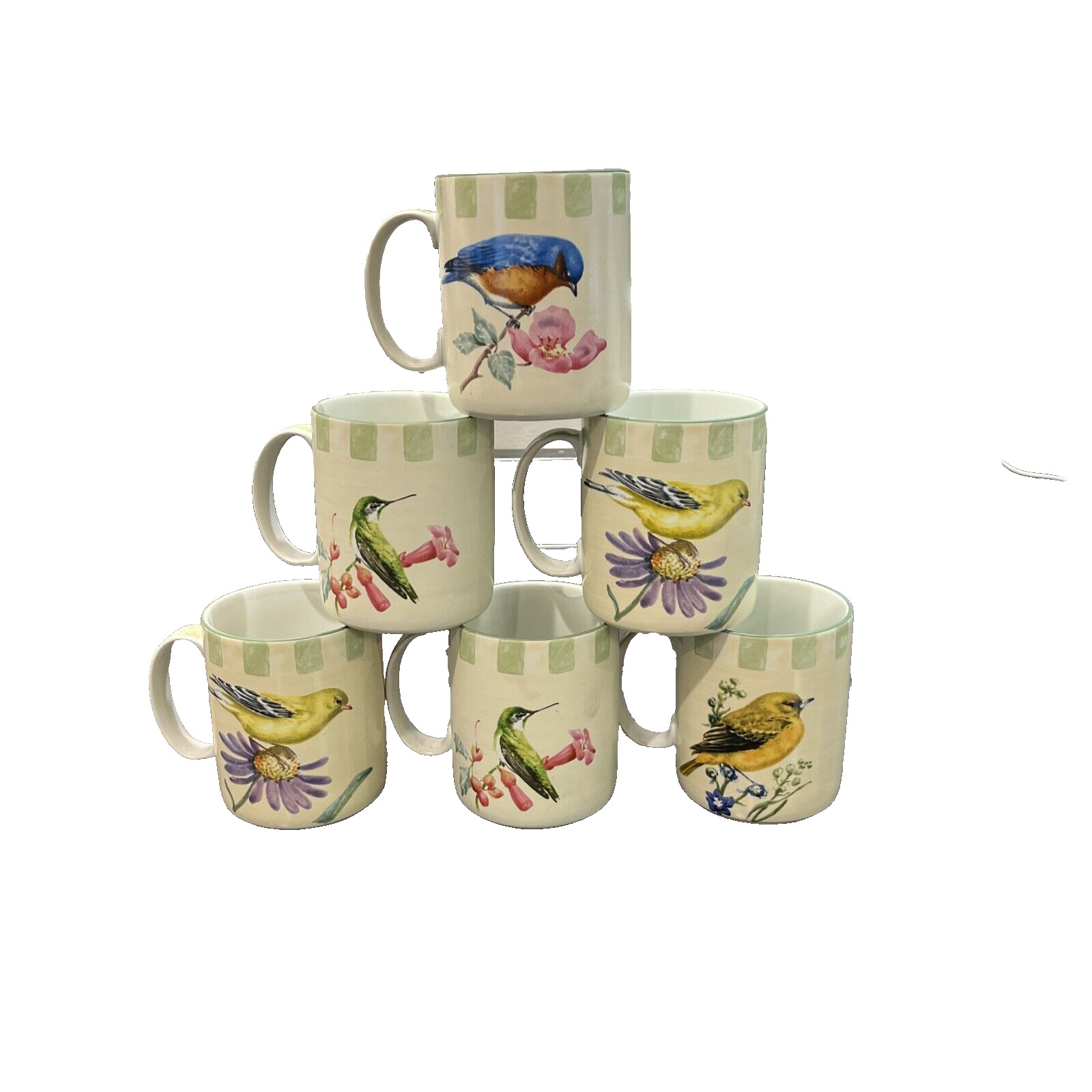 Set of 6 Lenox Summer Greetings Mugs Catherine McClung 4 different birds