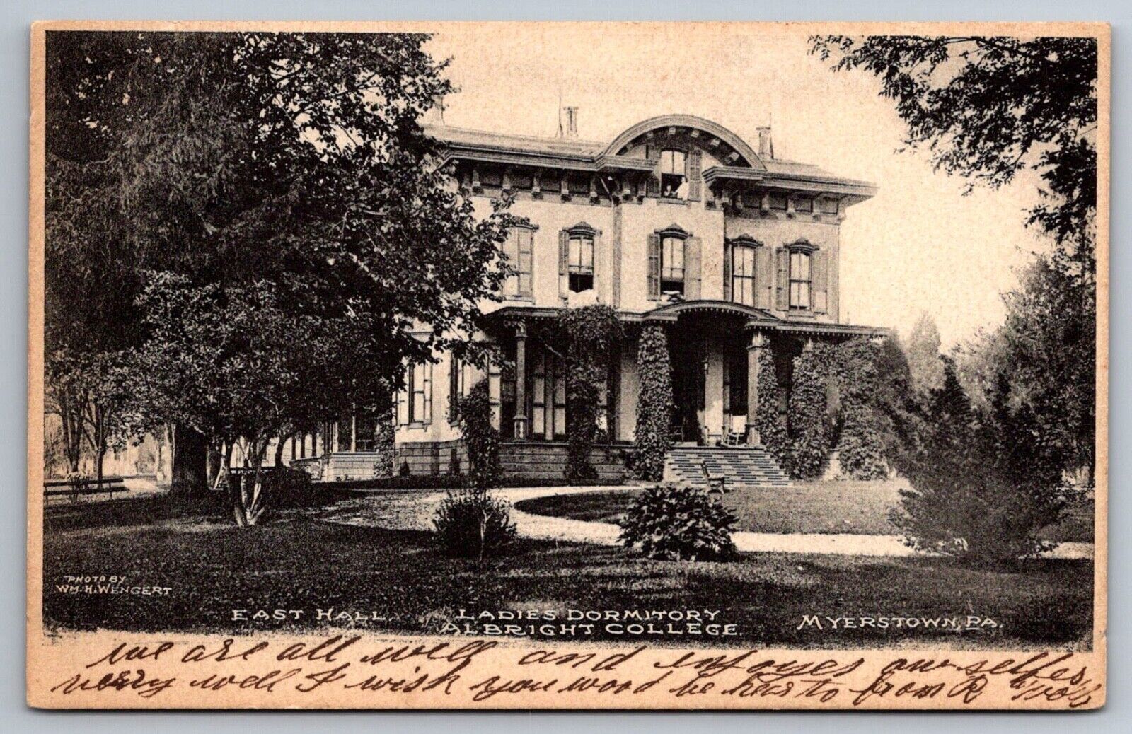 Postcard Myerstown PA Pennsylvania Albright College Ladies Dormitory East Hall