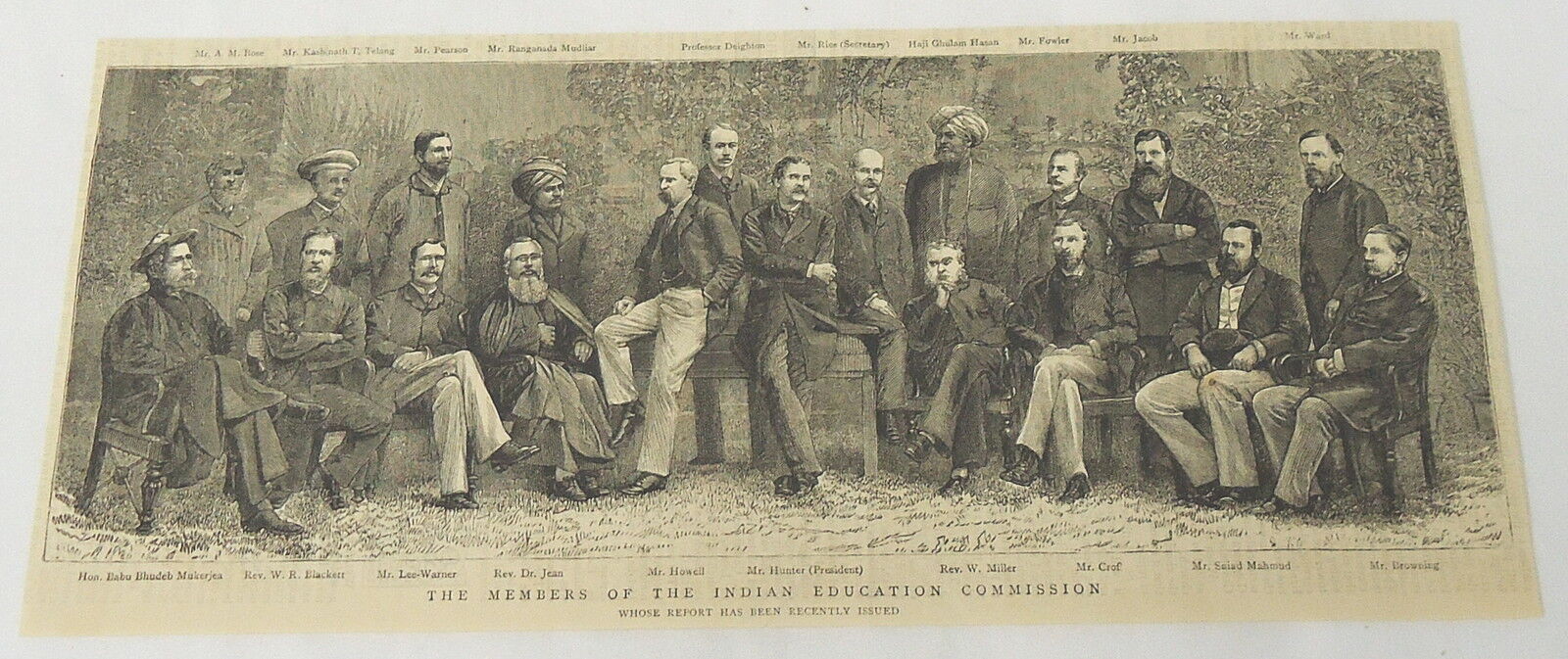 1884 magazine engraving ~ Members of INDIAN EDUCATION COMMISSION Mr. Hunter