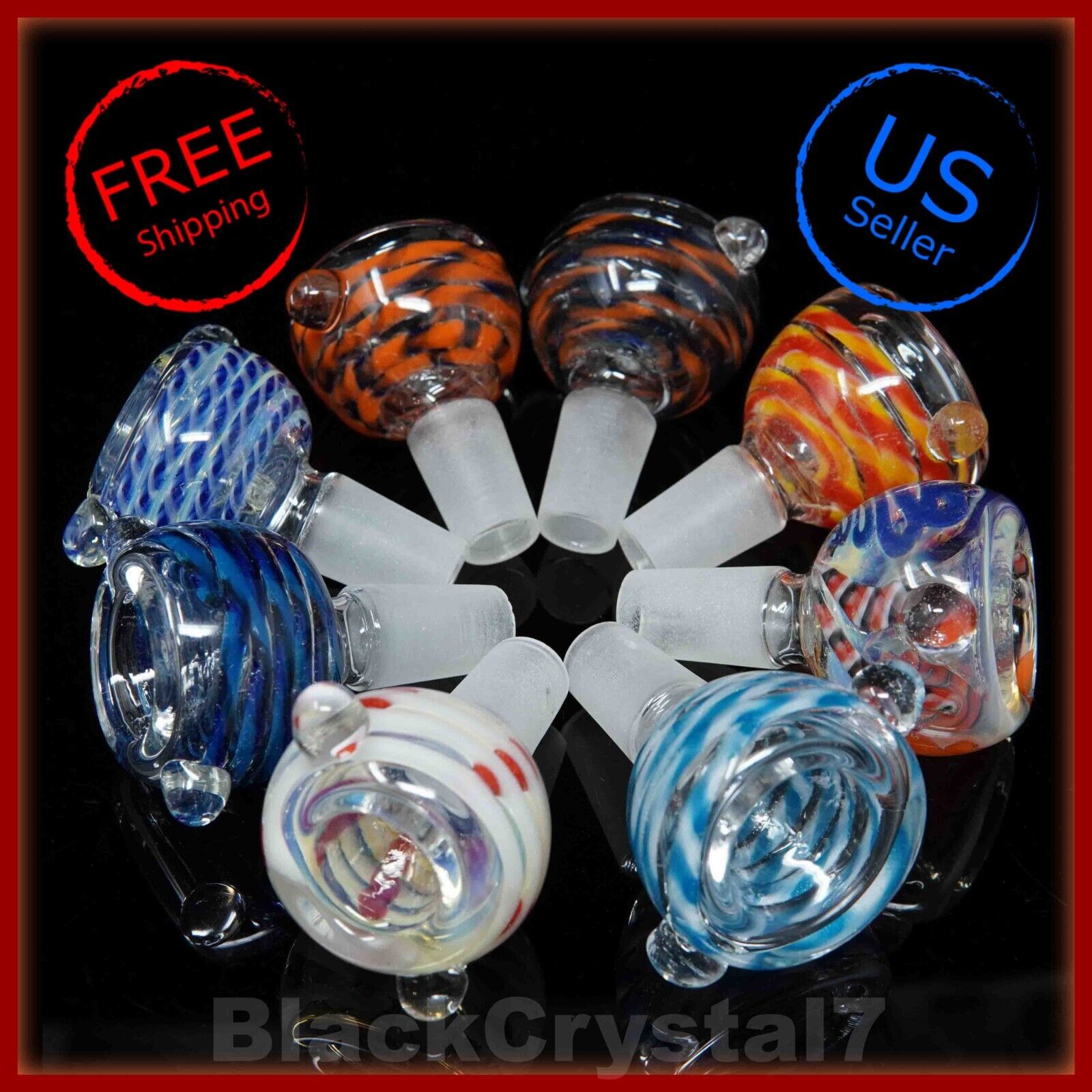 2 inch Handmade Mystery Colorful Slider 14 mm Tobacco Smoking Bowl Glass Pipes
