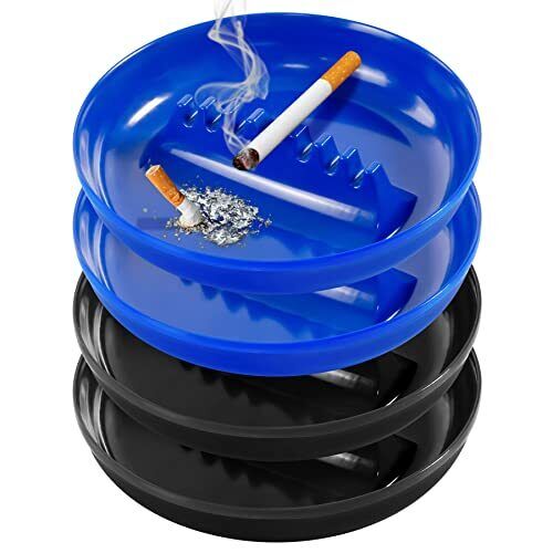 4 Pack Plastic Ashtray for Cigarettes Indoor Outdoor Large Tabletop Ashtray