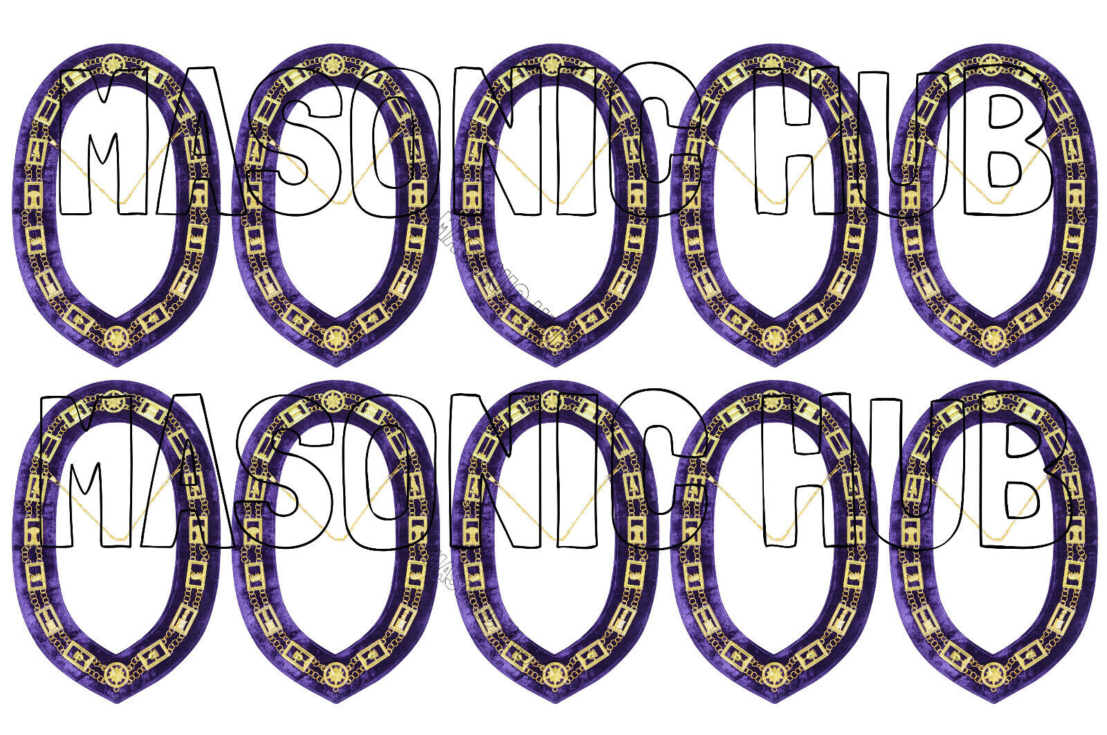 Masonic Regalia OES Order of Eastern Star Metal Chain Collar Lot of 10 Purple