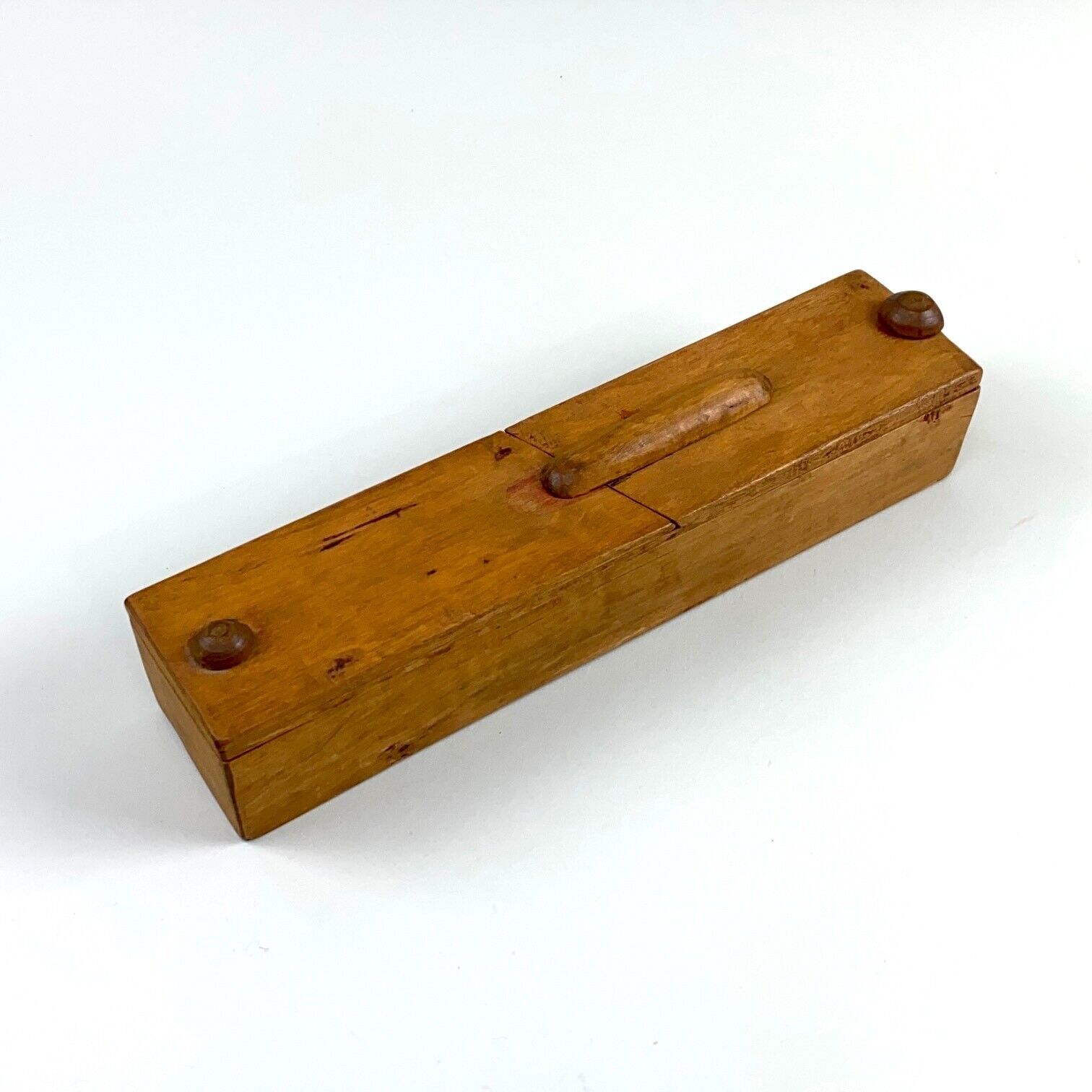 Antique Wooden Locking School Pencil Box Marked Bottom