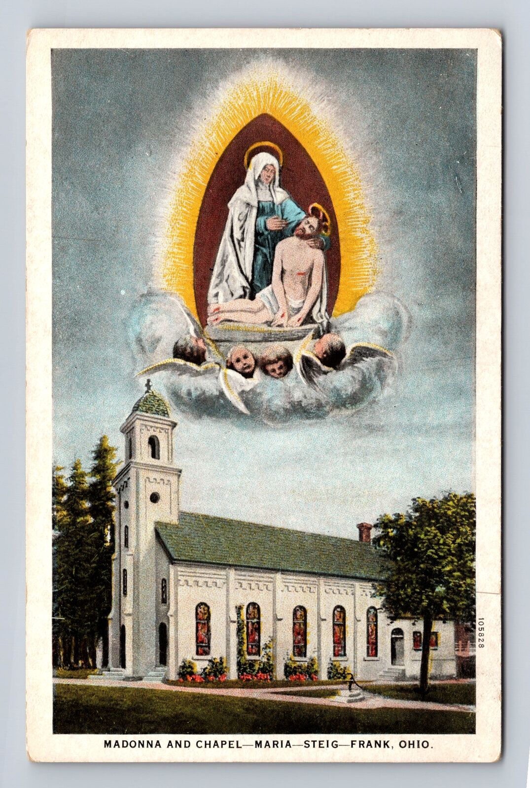Frank OH-Ohio, Chapel & Madonna, Maria - Steig, Shrine Souvenir Vintage Postcard