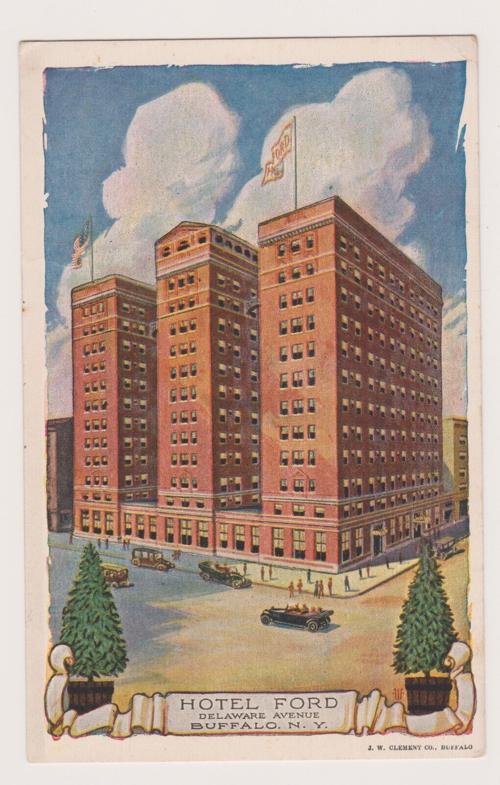 Vintage Postcard 1925 View Of Hotel Ford Delaware Avenue Buffalo New York JW Pub