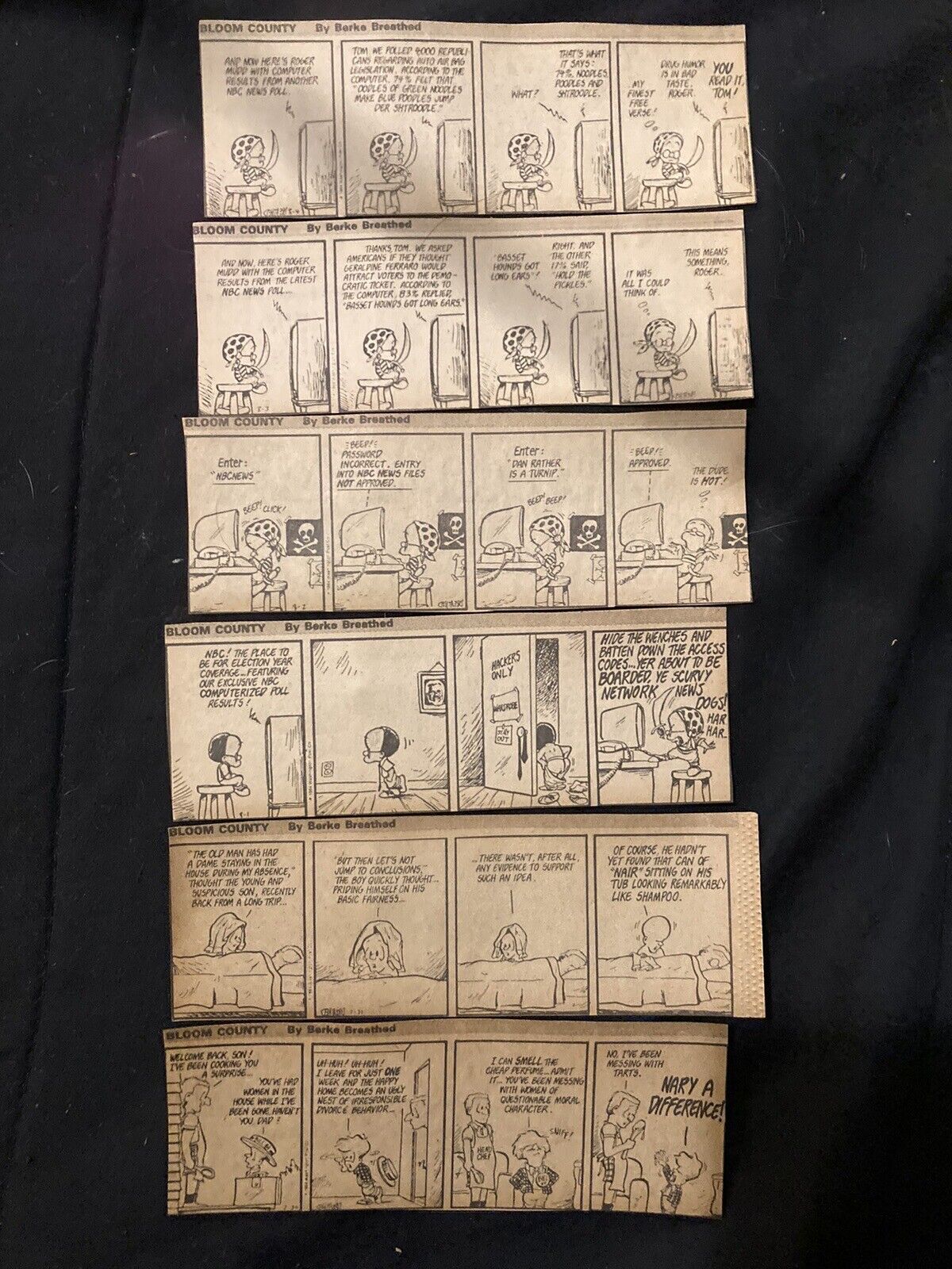 original Printed Newspaper Clippings Bloom County By Berke Breathed From 1980s