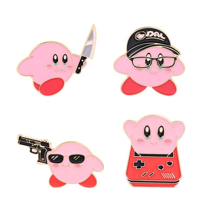 Kirby Adventure Anime Cartoon Metal Badge Enamel Pins 4pcs