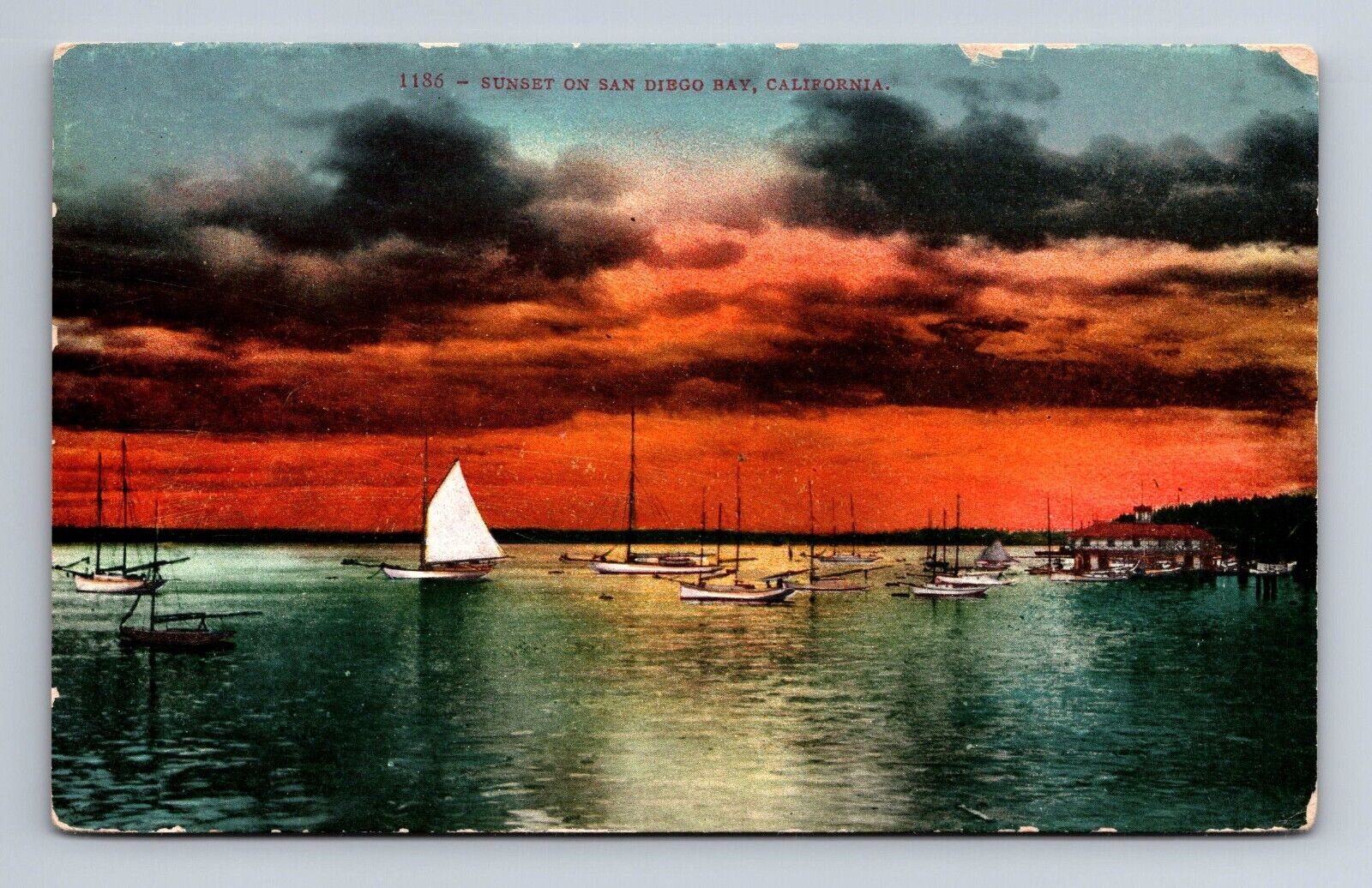 Sunset on San Diego Bay California Postcard