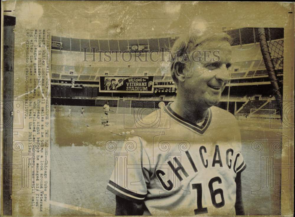 1972 Press Photo Chicago Cubs Manager Whitey Lockman at Philadelphia Stadium
