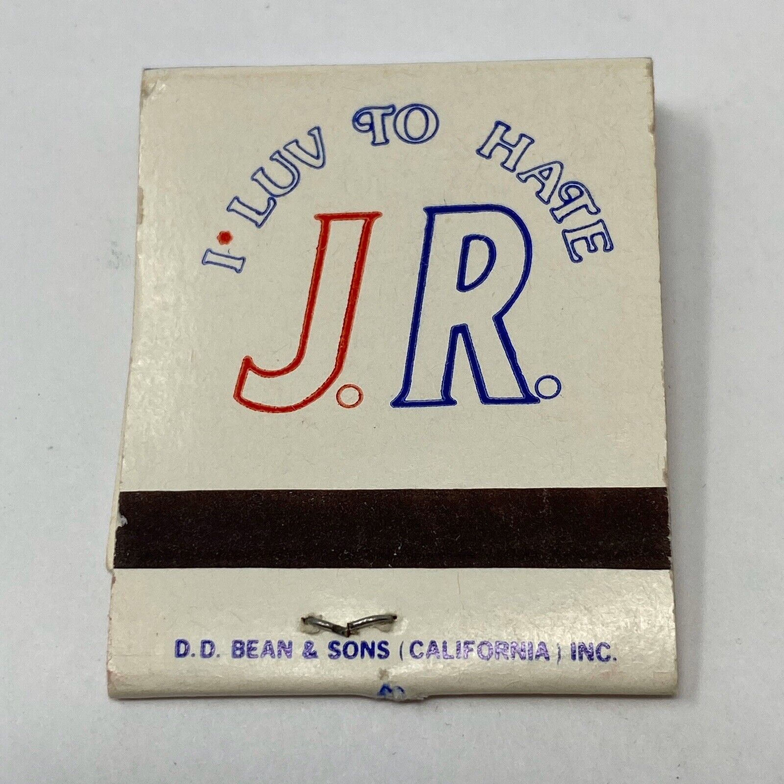 Vintage Matchbook I Luv To Hate J.R Advertisement