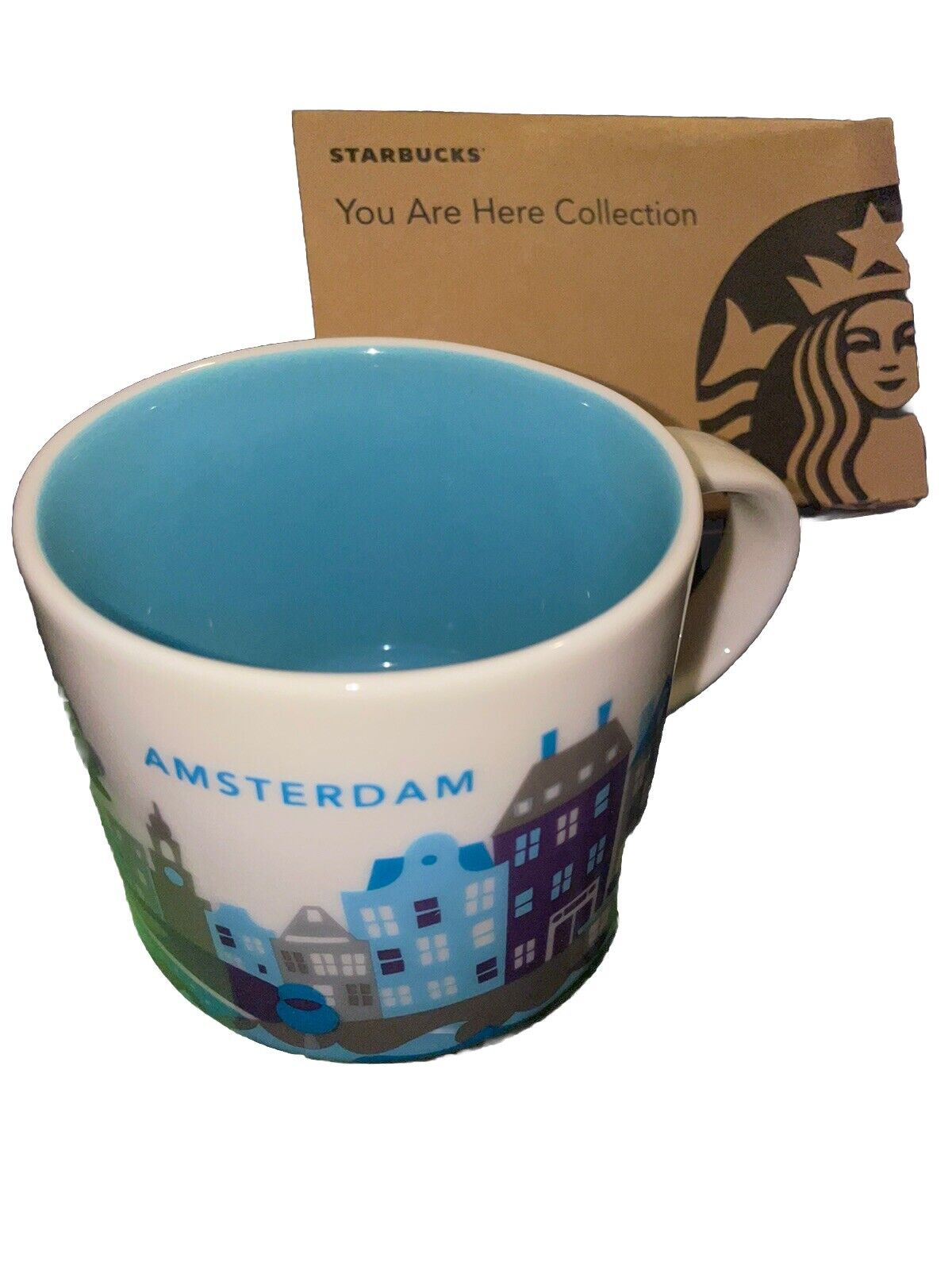 NIB RARE US Seller Starbucks Amsterdam You Are here 14oz Coffee Mug Cup YAH