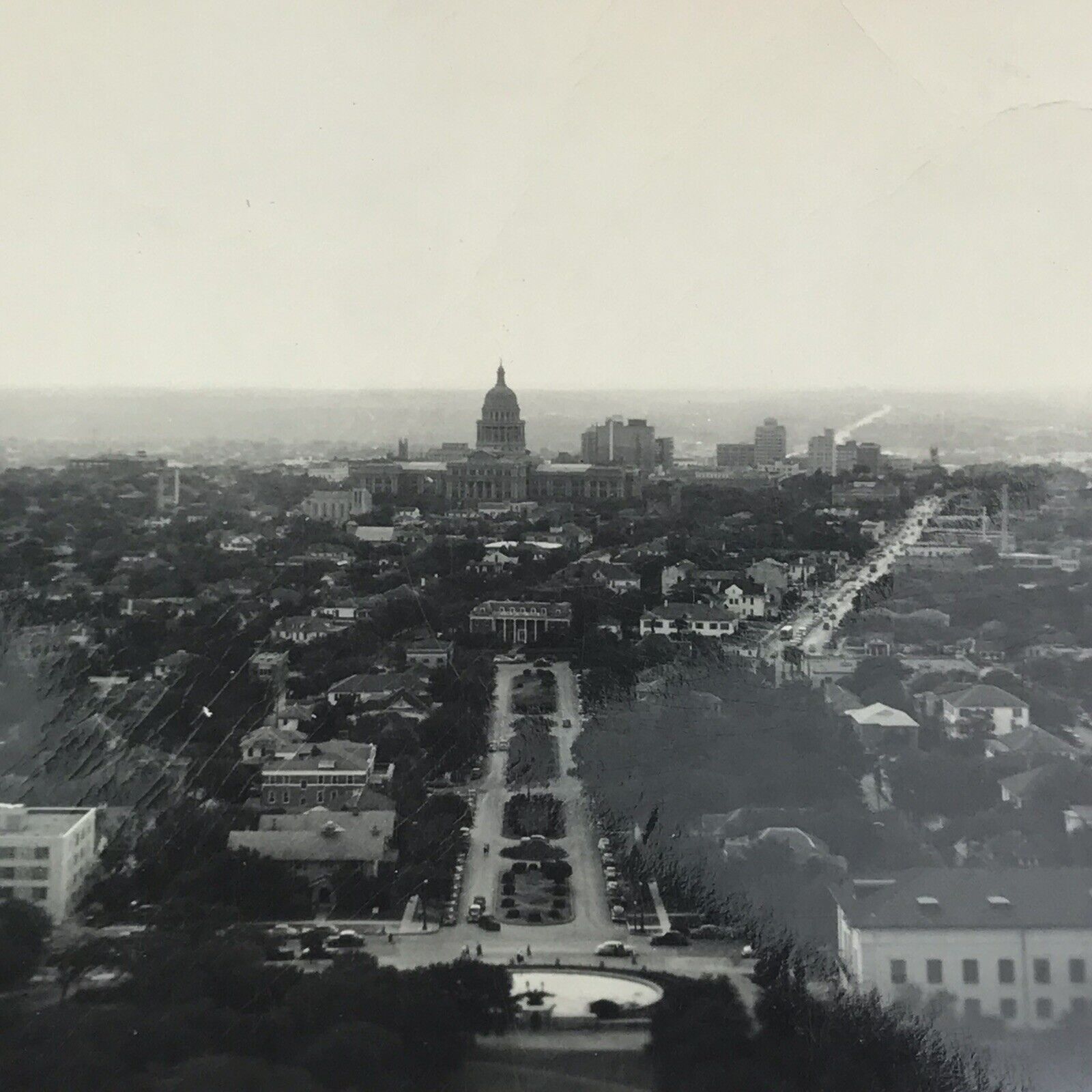 Vintage Black and White Photo Washington DC Aerial View Capitol Streets Building