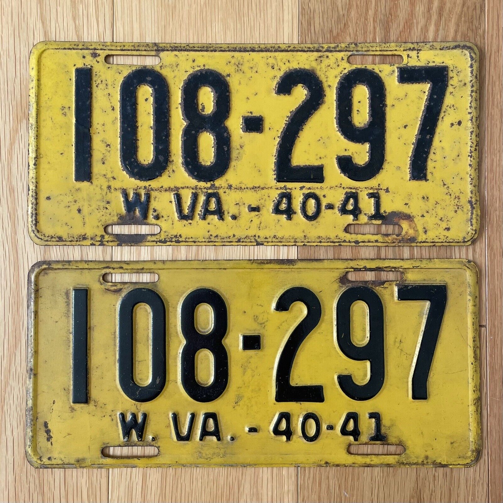 1940-41 West Virginia RARE Double License Plate Tag original.