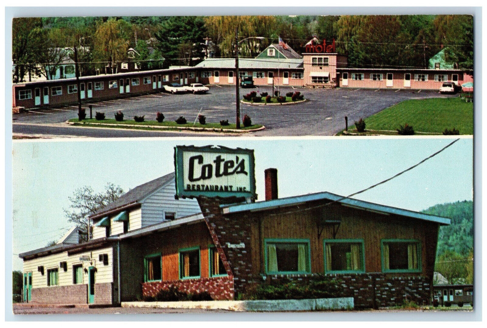 1974 Cote\'s Restaurant and Motel West Claremont New Hampshire NH Postcard