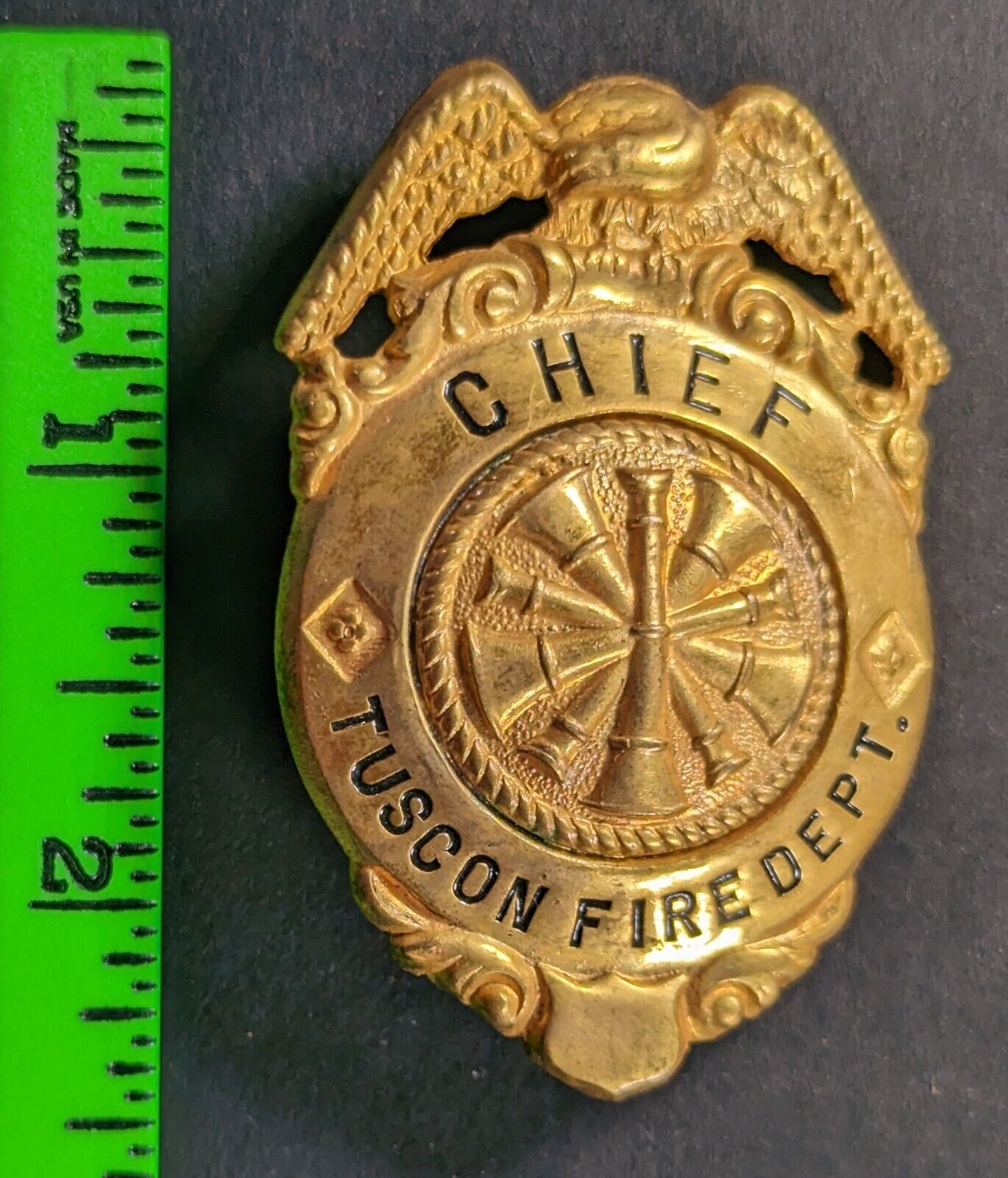 Vintage Tuscon Arizona Fire Department Chief Obsolete Badge Pin