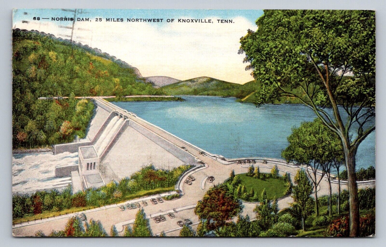 Postcard Tennessee Knoxville Norris Dam 1956 Linen G988