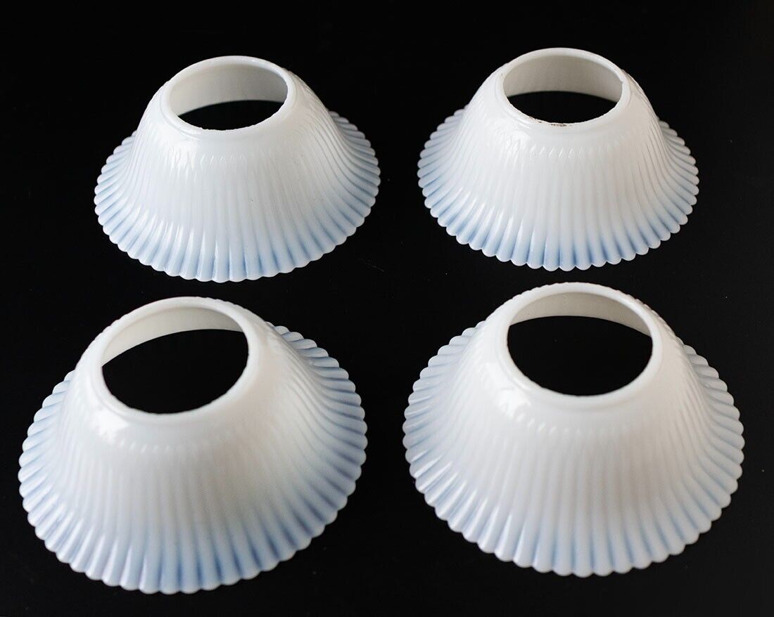 Set of 4 MACBETH EVANS PETALWARE Monax Milk White Lamp Shade Depression Glass