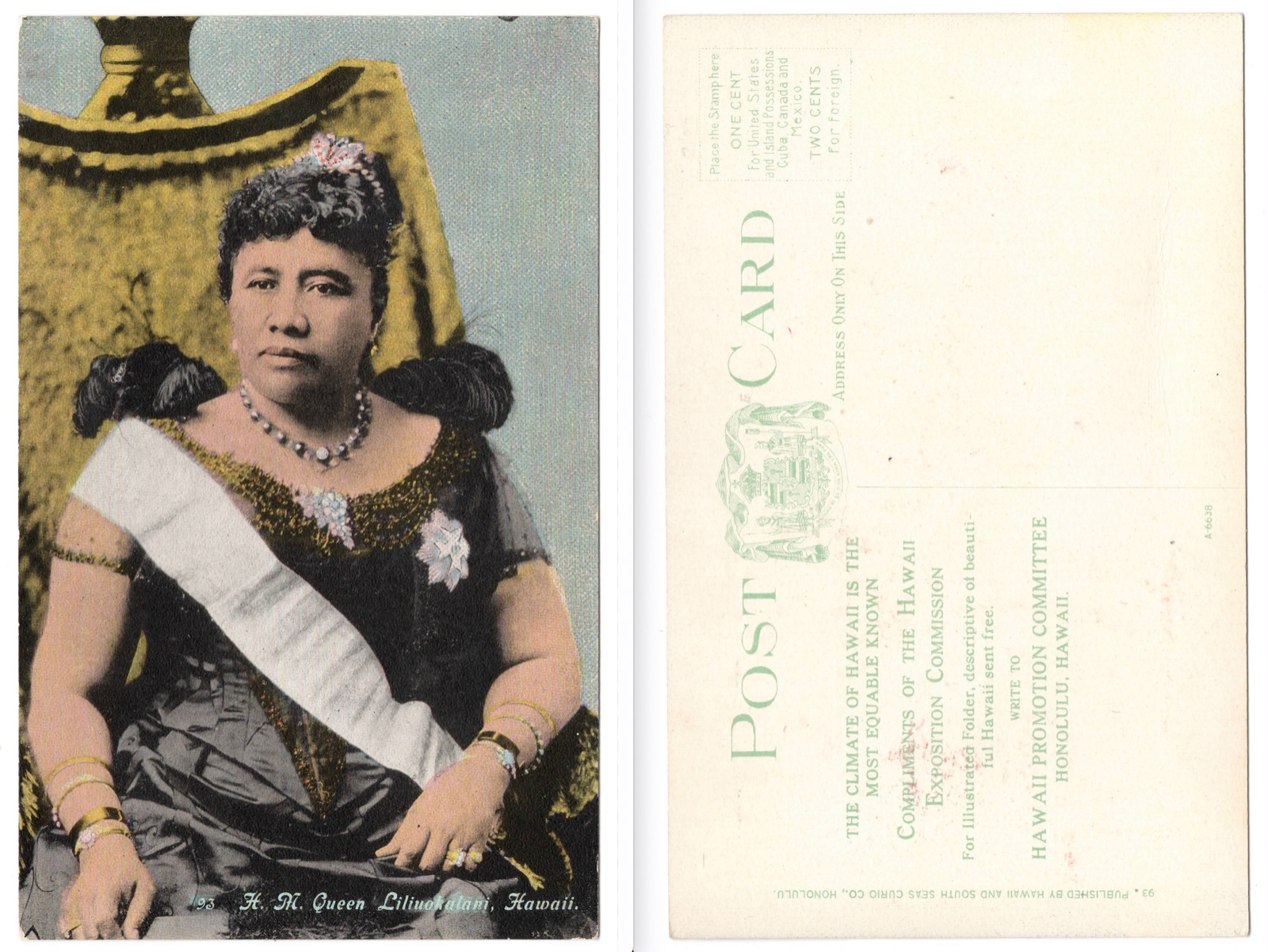 1910 Postcard ~ HAWAII H. M. Queen Liliuokalani ~ \'HAWAII EXPOSITION COMMISSION\'