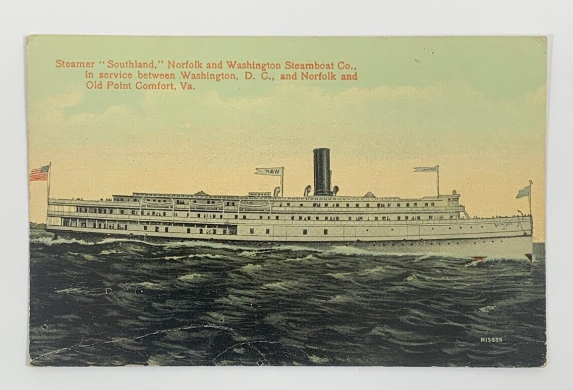 Steamer Southland Norfolk and Washington Steamboat Co Postcard Unposted