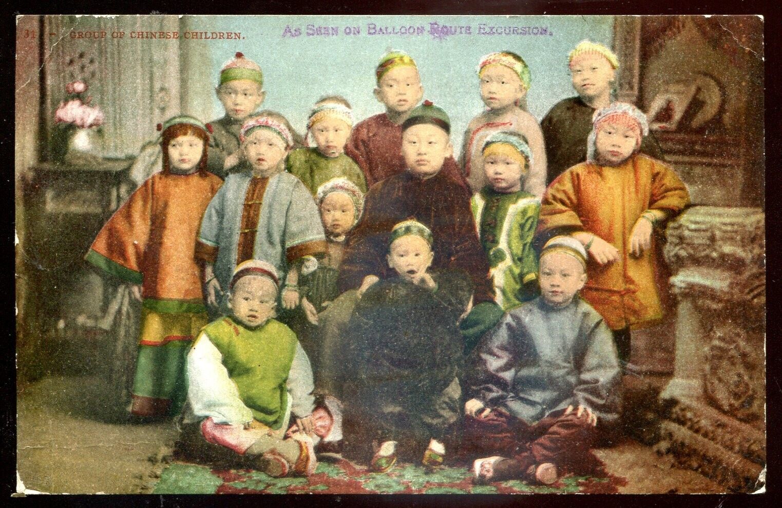 CHINA Postcard 1908 Group of Children by Mitchell