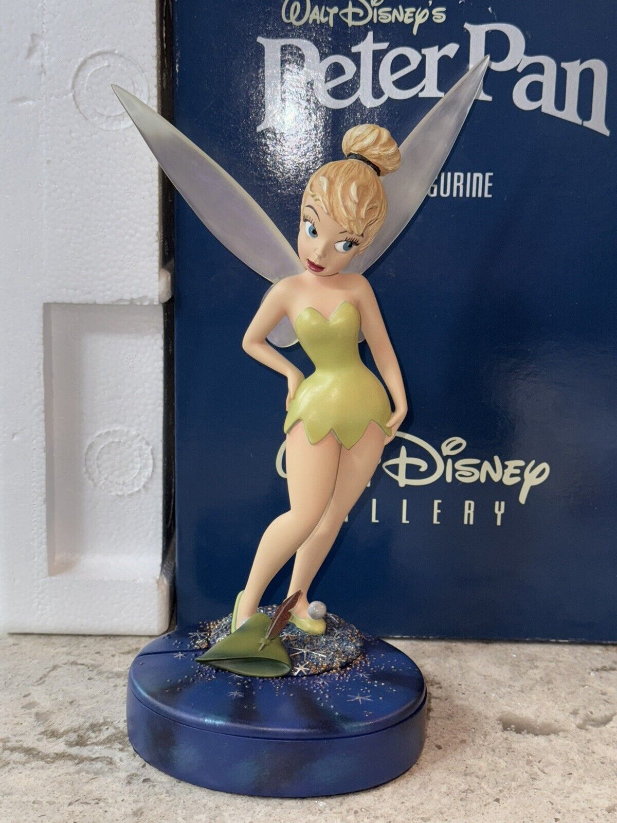 Vintage 2000 Walt Disney Gallery Peter Pan Tinker Bell Tink Figurine W/ PIN &COA